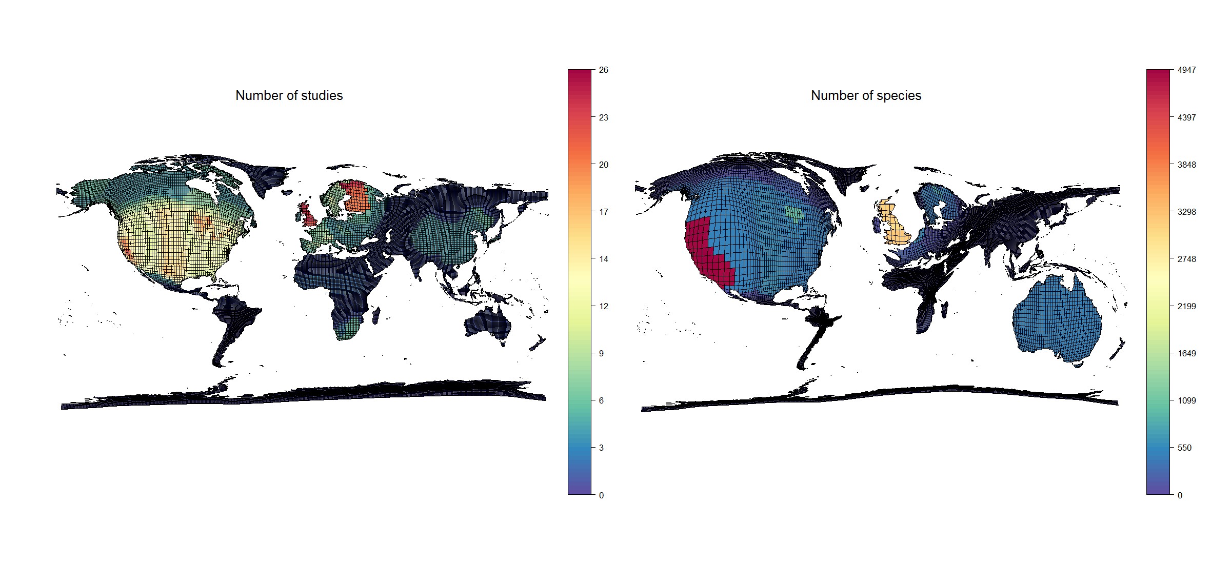 Geographical biases in the published data on species range shifts for terrestrial systems Geographical biases in the published data on species range shifts for terrestrial systems