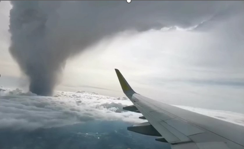 Eruption cloud of the Taal Volcano taken from an airplane on 12 January 2020 (Photo credit: Faxin CHEN)
