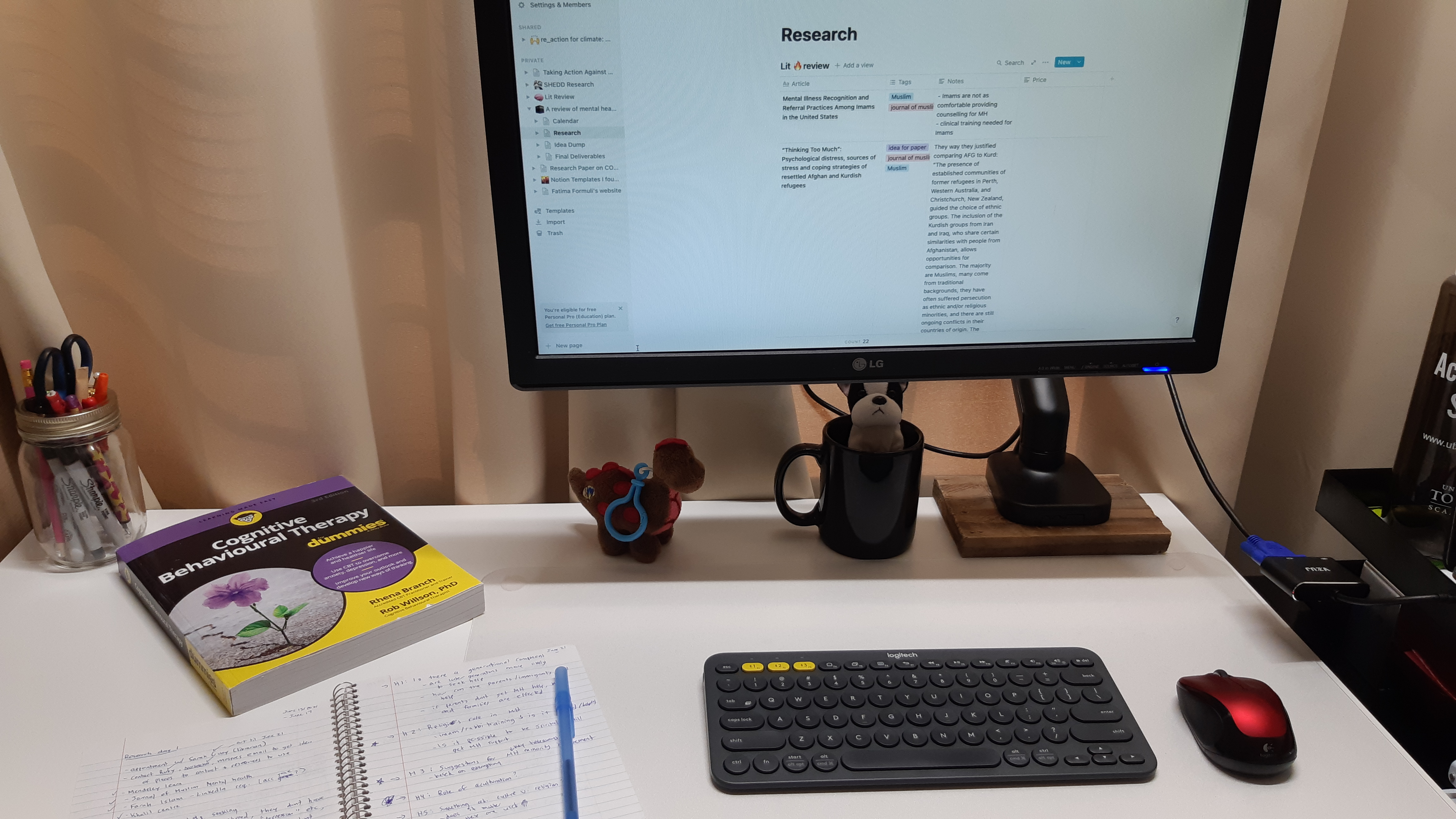 Fatima's desktop setup for her project