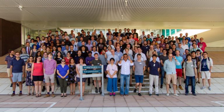 a group photo of the attendees of the T2K collaboration meeting, Paris 2019, 