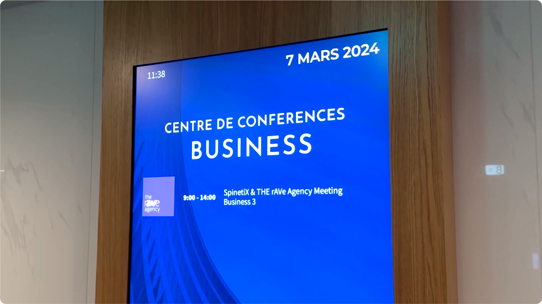 hallway display at the Millennium smart building conference center