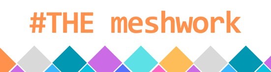 Logo for The Meshwork showing the name and triangular coloured shapes below.