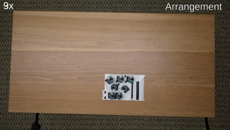 A GIF of the robots deploying across a table