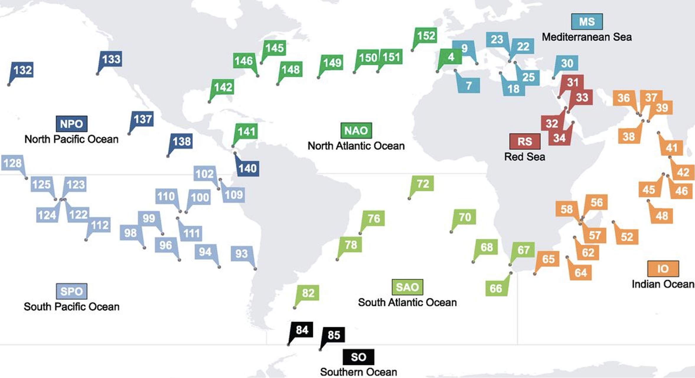 Map of Tara Oceans stations with seawater metagenomes used in this study
