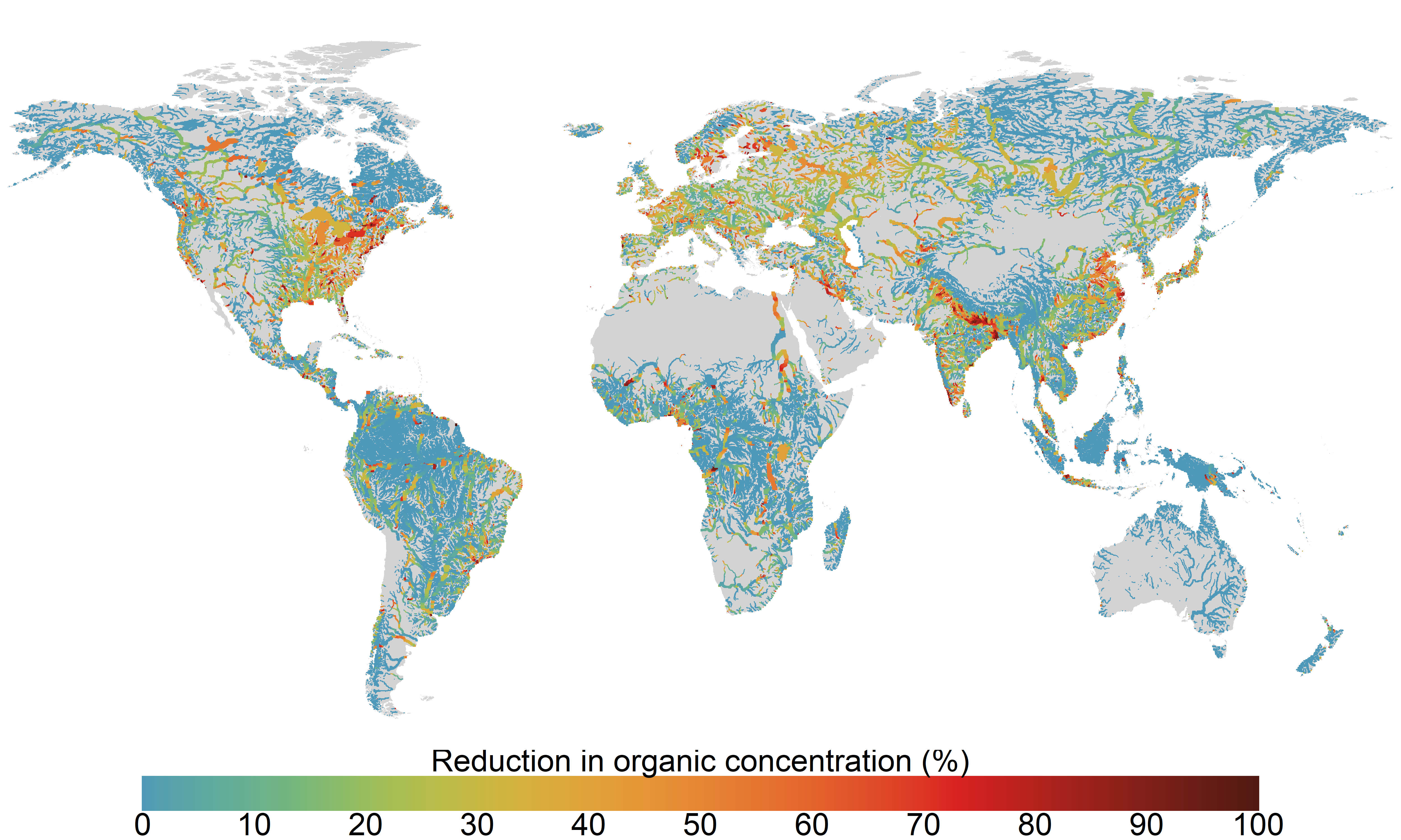 Percentage reduction in organic pollution (as indicated by BOD concentration) from achieving SDG6.3