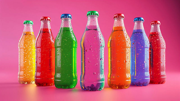 A row of fizzy drinks