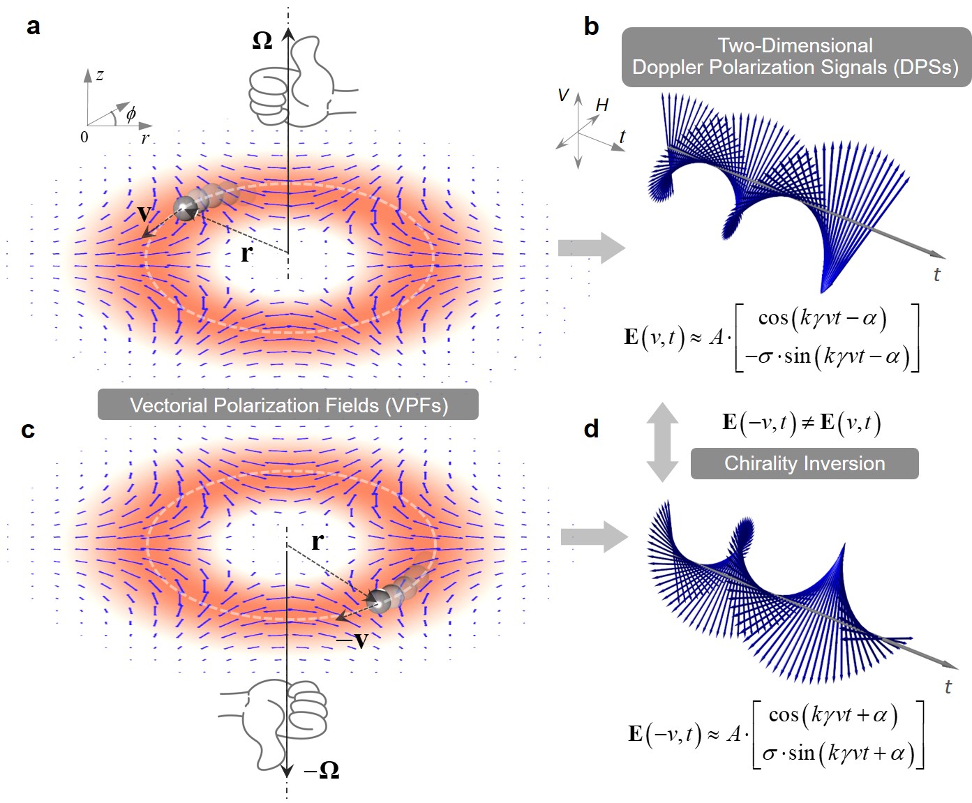 Figure 1. Vectorial Doppler effect with spatially variant polarized light fields used for determination of motion vector.