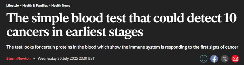 Cancer blood test featured in the Independent