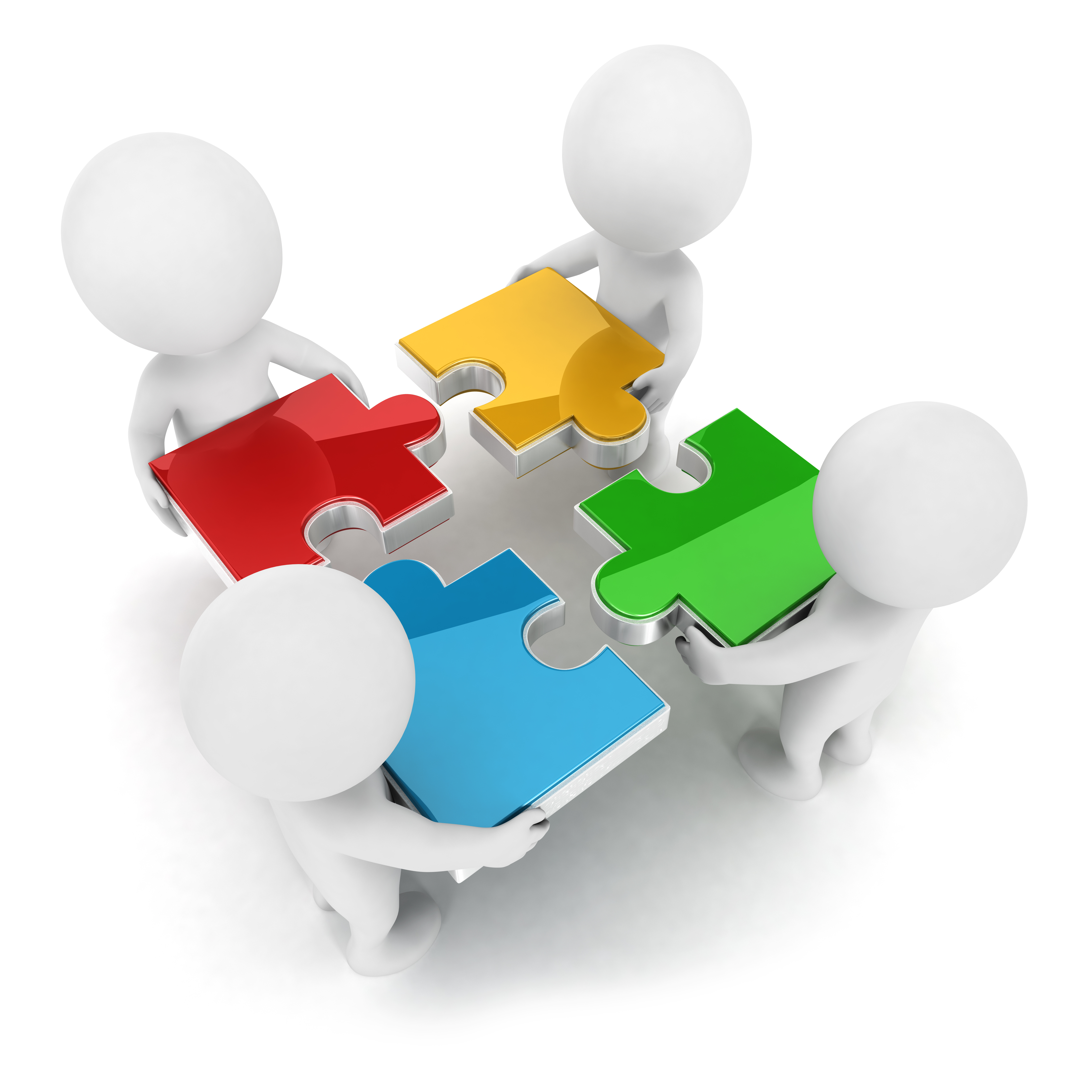 Team of four working together