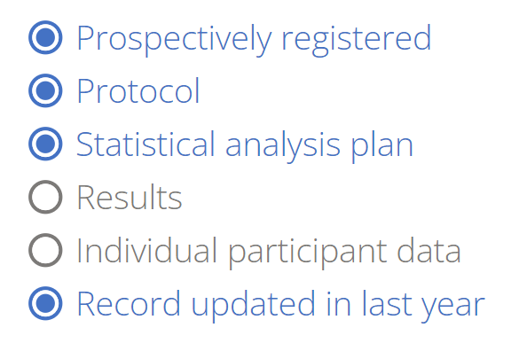An example of the ISRCTN badges on each study record