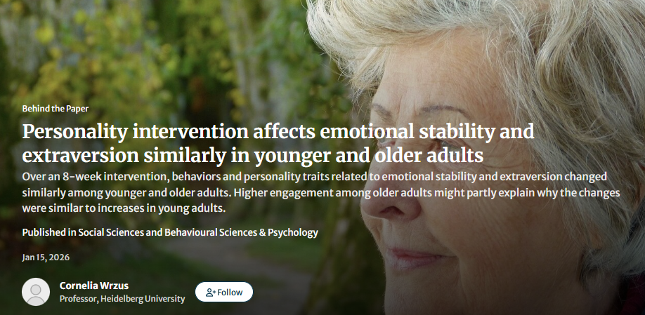Personality intervention affects emotional stability and extraversion similarly in younger and older adults