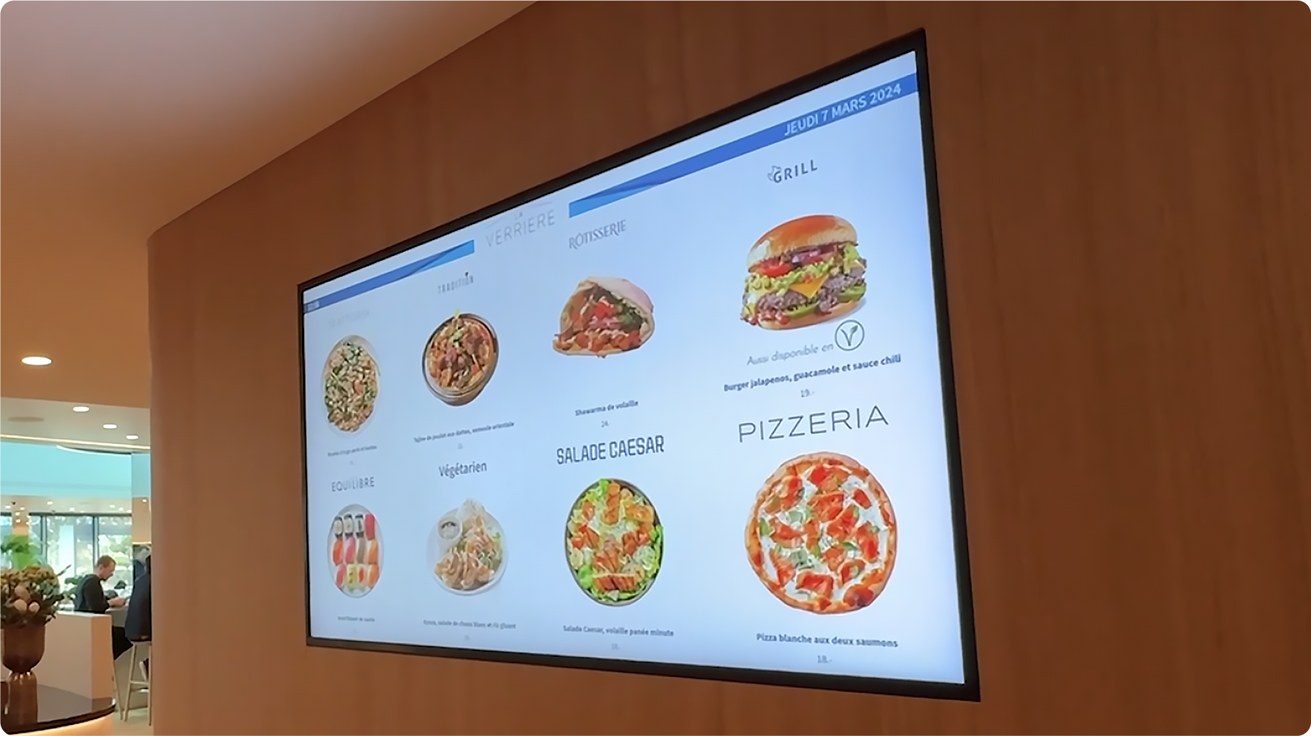 digital signage menu board at Millennium's cafeteria