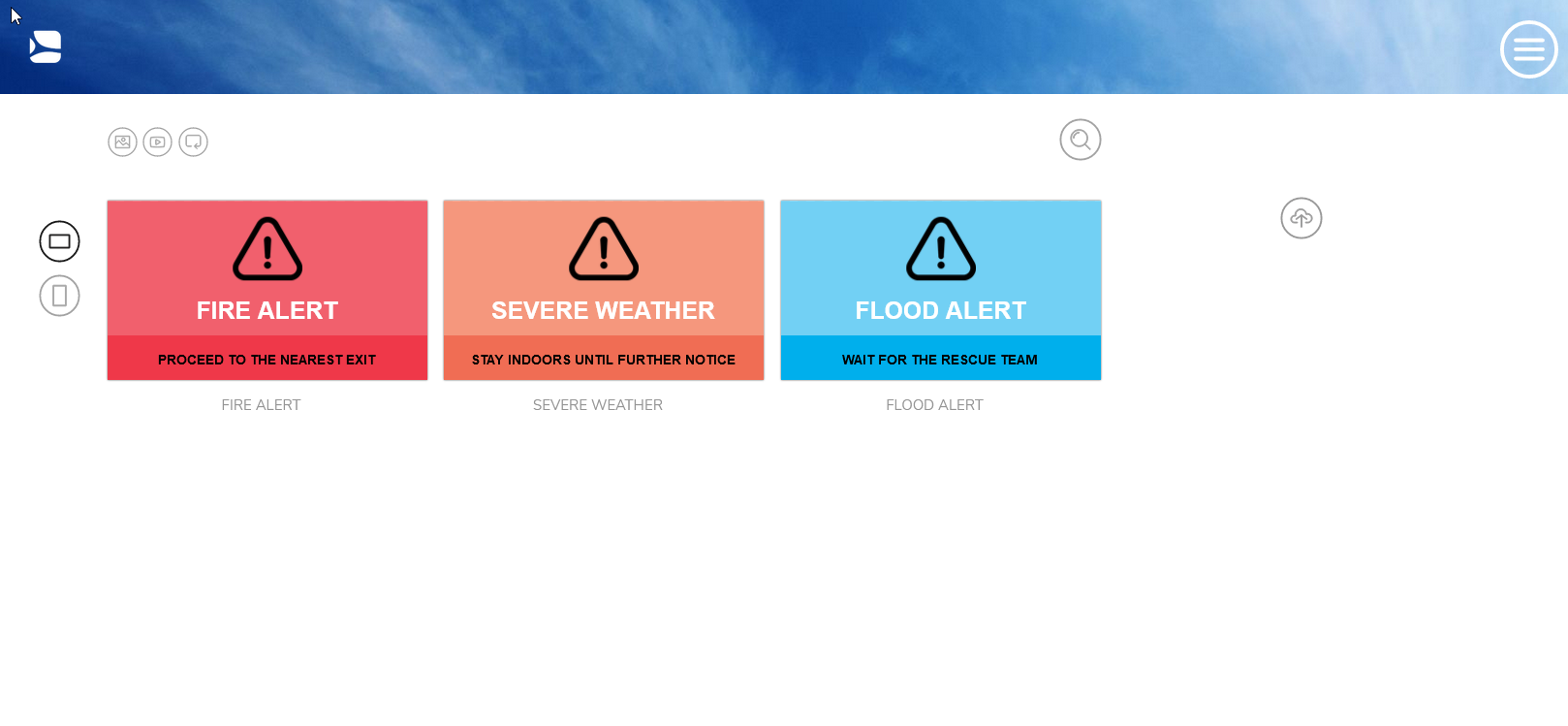 SpinetiX ARYA interface – emergency alerts setup