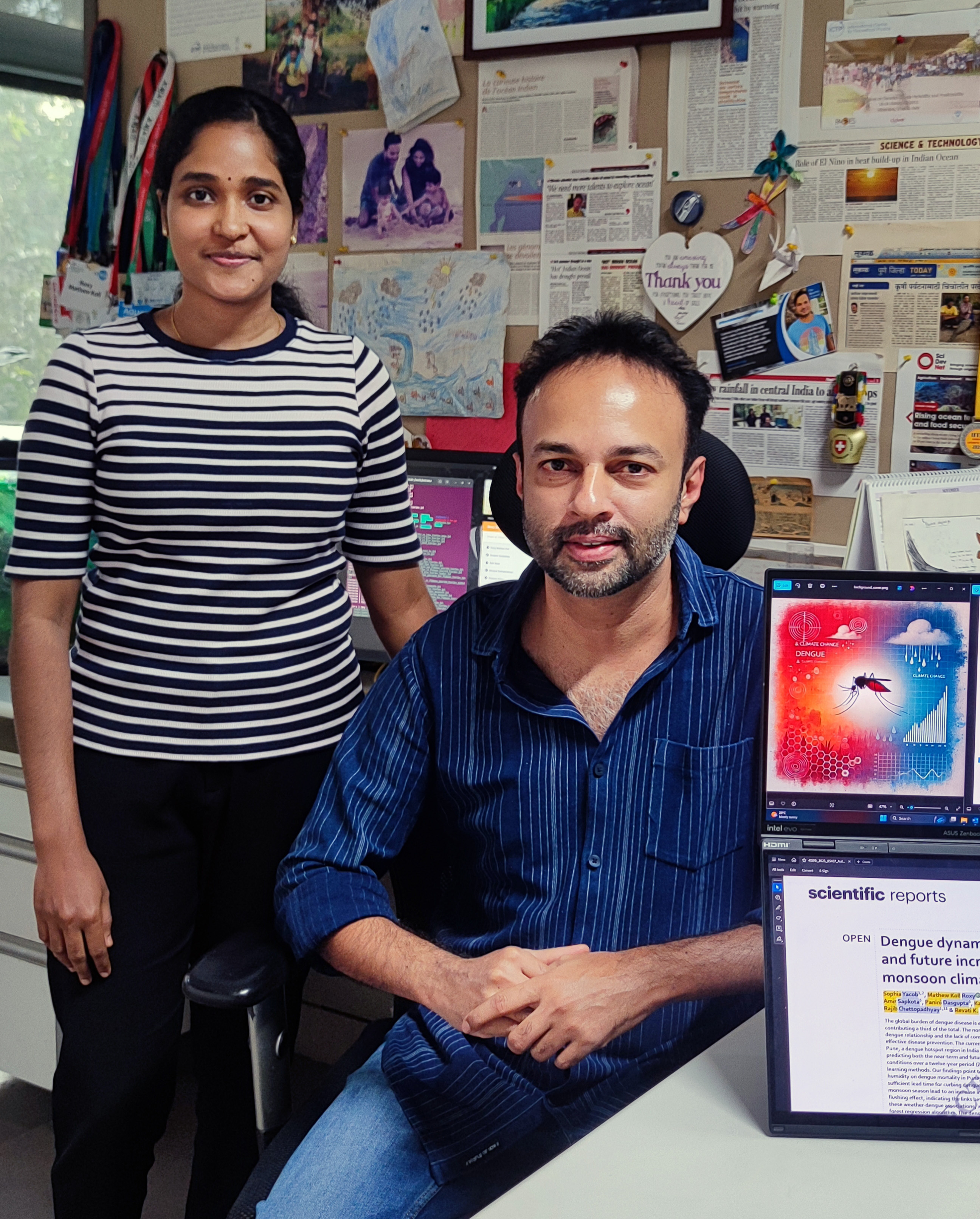 Roxy Mathew Koll and Sophia Yacob at IITM, Pune, who led the study