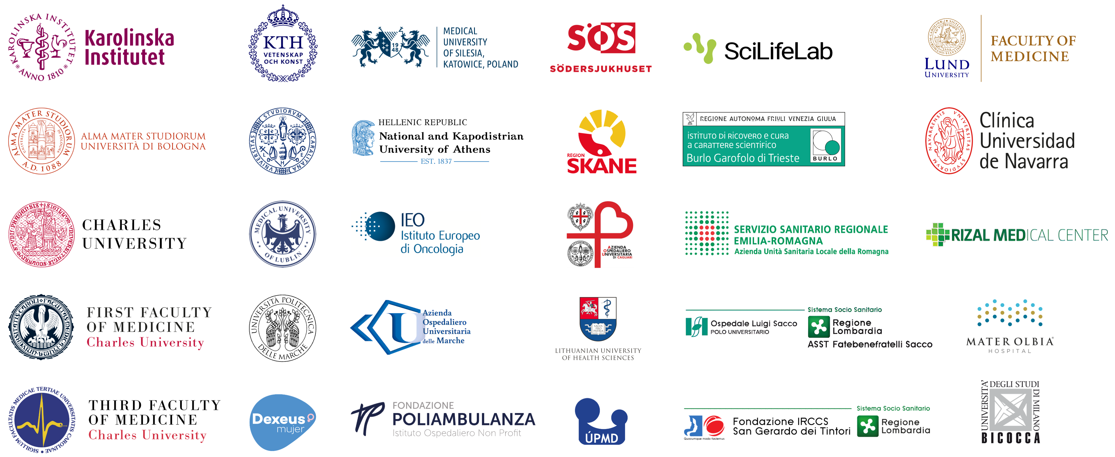 Institutional Affiliations of Authors Logos of institutions and medical centers participating in the study.