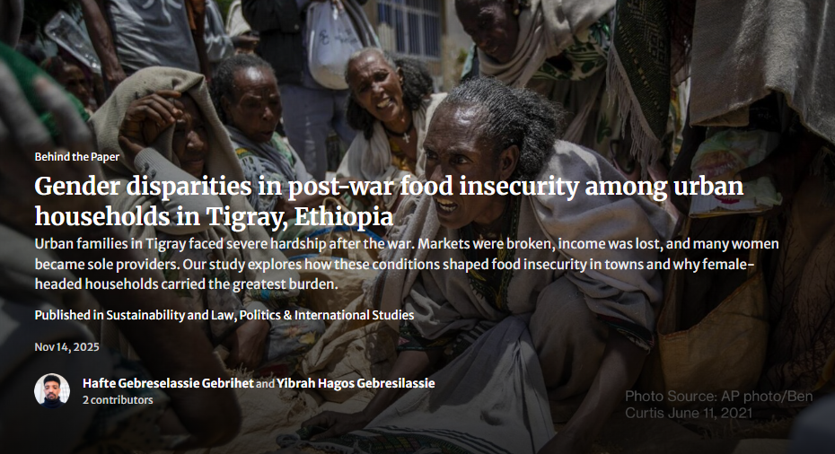 Gender disparities in post-war food insecurity among urban households in Tigray, Ethiopia