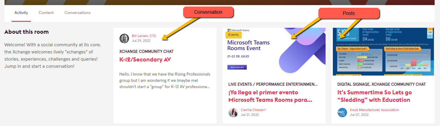 Xchange post vs. conversation Xchange post vs. conversation
