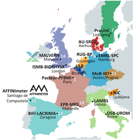 Image showing the location of the 15 MOSBRI partners in Europe