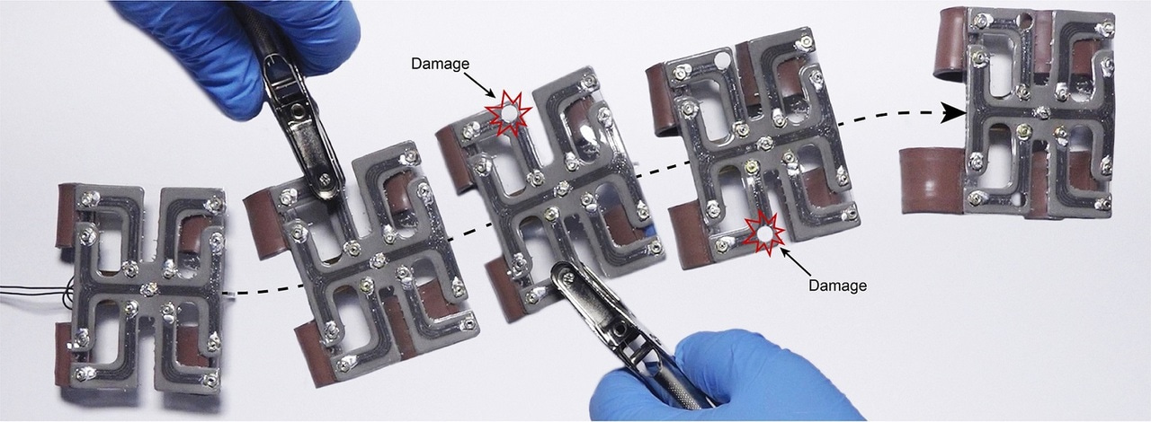 Plasticity in stretchable electrical networks