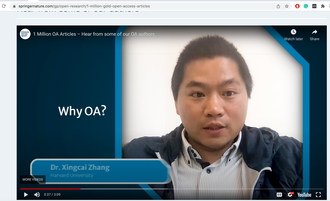 Celebrate Springer Nature one millionth OA with author video 