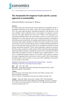 The Sustainable Development Goals and the systems approach to sustainability_Babier and Bugess_Economics_2017-28 (3)