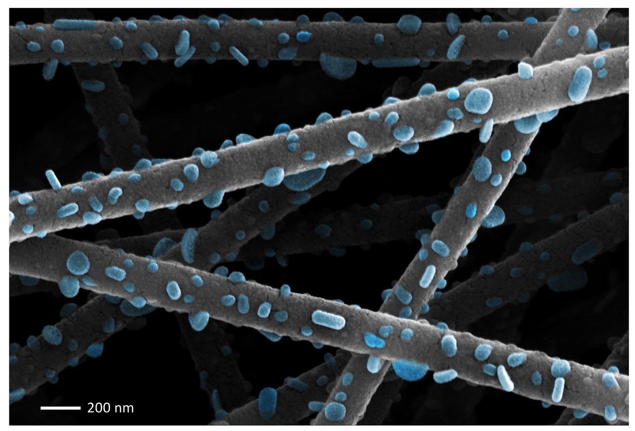 A simple production of nanoparticle-decorated nanofibres