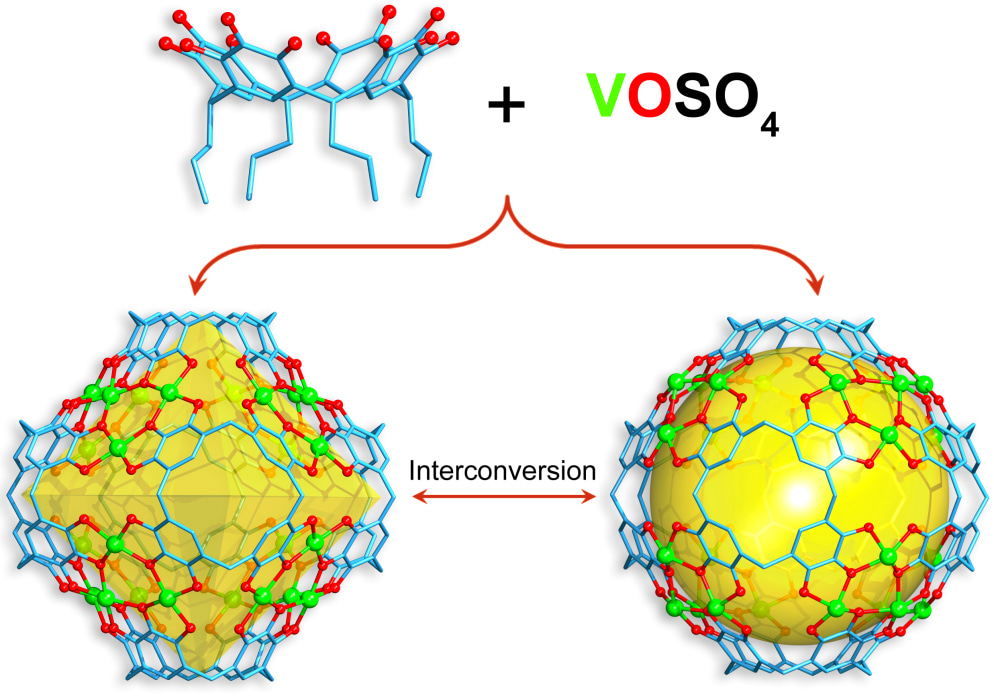 Interconvertible vanadium-seamed hexameric pyrogallol[4]arene nanocapsules