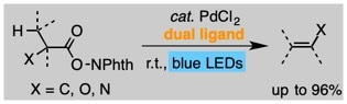 Irradiation/dual ligand enabled palladium-catalysis for decarboxylative desaturation 