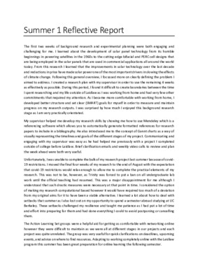 2020 Laidlaw Scholars - Dylan Cuskelly - Reflective Report (Summer 1)