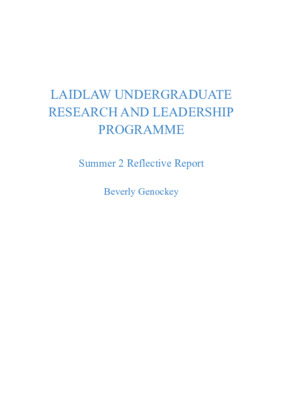2020 Laidlaw Scholars - Beverly Genockey - Reflective Report (Summer 2)