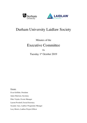 Durham University Laidlaw Society: Exec Minutes 19.10.01