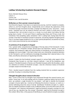 Threshold Concepts Framework_first summer academic report