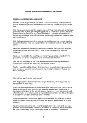 Laidlaw Scholarship Assessment- Ben Sinclair
