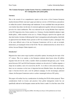 The Common European Asylum System: Four key considerations for the reform of the EU's immigration and asylum policy