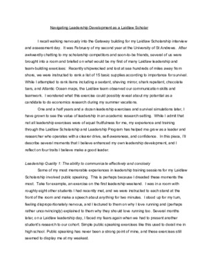 Hannah Pedone 2020 Laidlaw Leadership Essay 
