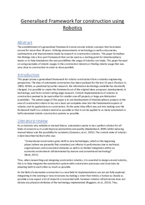 Generalised Framework for construction using Robotics - Hendrik Ottmann