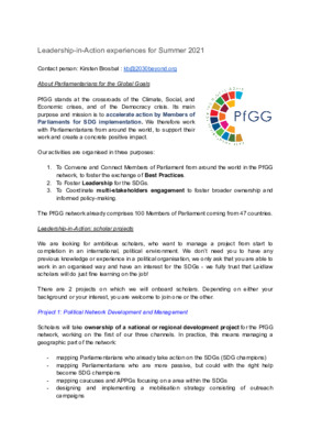 Leadership-in-Action Project: Parliamentarians for the Global Goals