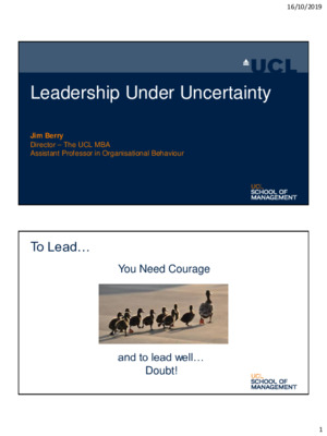 James Berry - Leadership Under Uncertainty