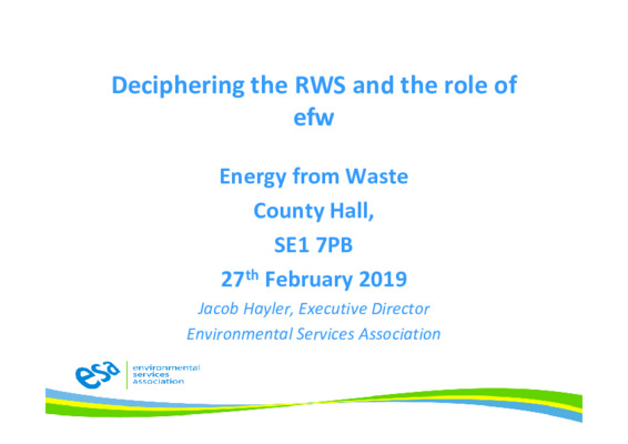 EfW 2019: Deciphering the resources and waste strategy and the role of EfW