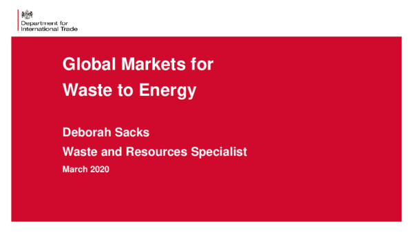 Global markets for waste to energy