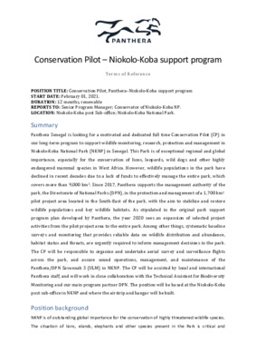 Job opportunity: Conservation Pilot