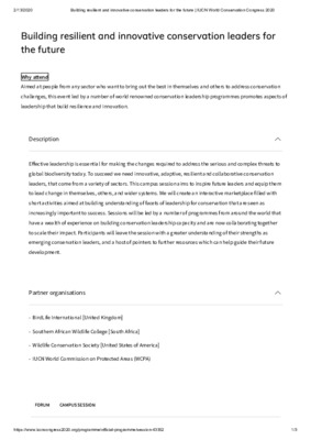 Description of event at IUCN World Conservation Congress 2020