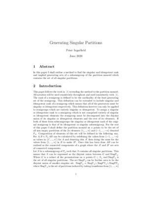 Generating Singular Partitions