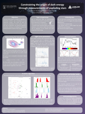 Summer 1 Poster: Constraining the origin of dark energy through measurements of exploding stars