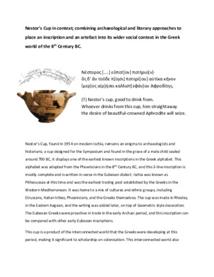 Research Proposal - Nestor's Cup