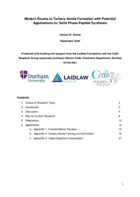 Modern Routes to Tertiary Amide Formation with Potential Applications for Solid Phase Peptide Synthesis