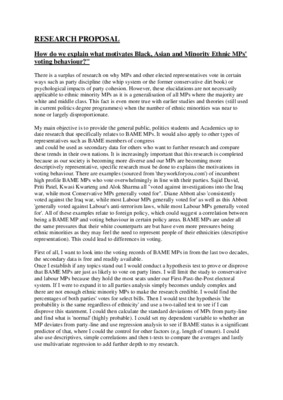 How do we explain what motivates Black, Asian and Minority Ethnic MPs' voting behaviour?