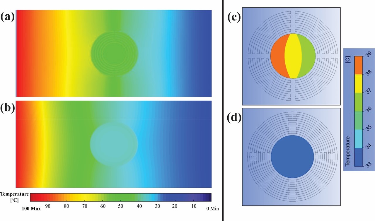 Advanced thermal metamaterial design for temperature control at the cloaked region