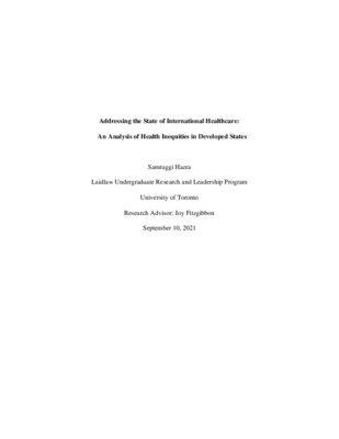 Addressing the State of International Healthcare: An Analysis of Health Inequities in Developed States