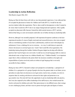 Leadership in Action - Reflection 